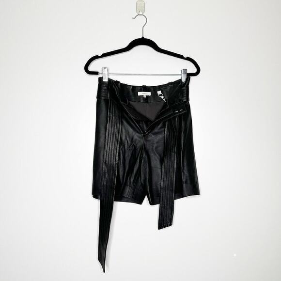 NWT Vince Lamb Leather High Rise Tie Shorts Women's Black Size 6 $895 - Picture 4 of 10